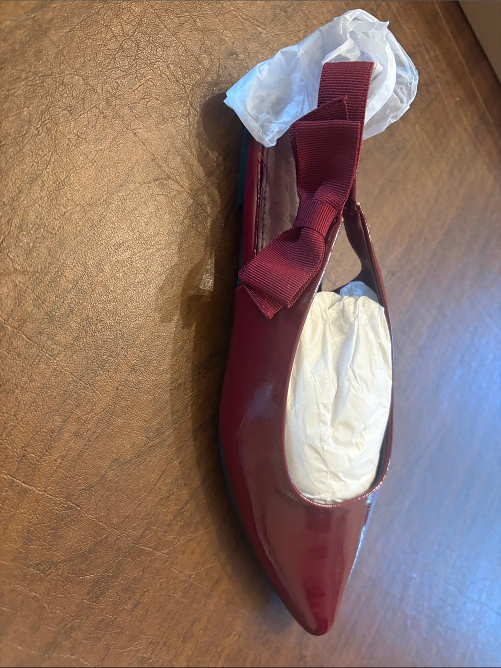Women's Burgundy Bow Slingback Flats